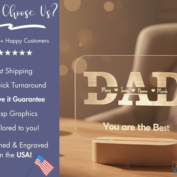 Custom LED Name Light | Personalized Light-Up Sign | Father’s Day Gift for Dad - Picture 4 of 8